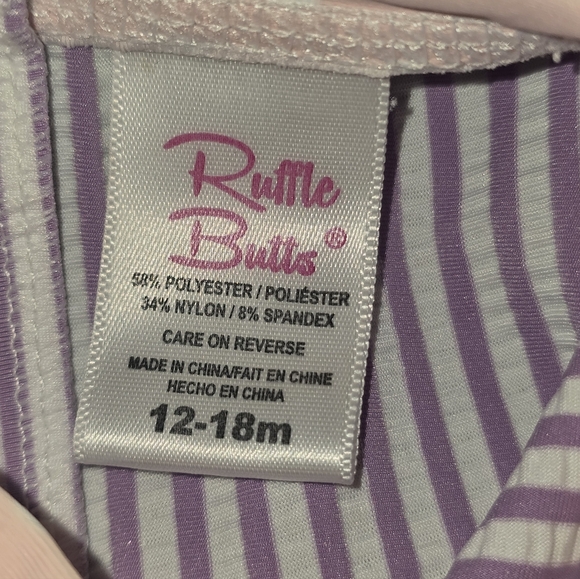 Ruffle Butts Baby Girls' Seersucker Long Sleeve Rash Guard Swimsuit 12-18 Month - Picture 5 of 8